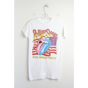 NWOT The Rolling Stones T-Shirt Women Long Rock Top Band Tee XS new mouth logo